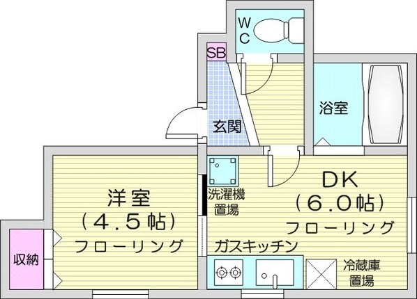 北３４条駅 徒歩5分 3階の物件間取画像